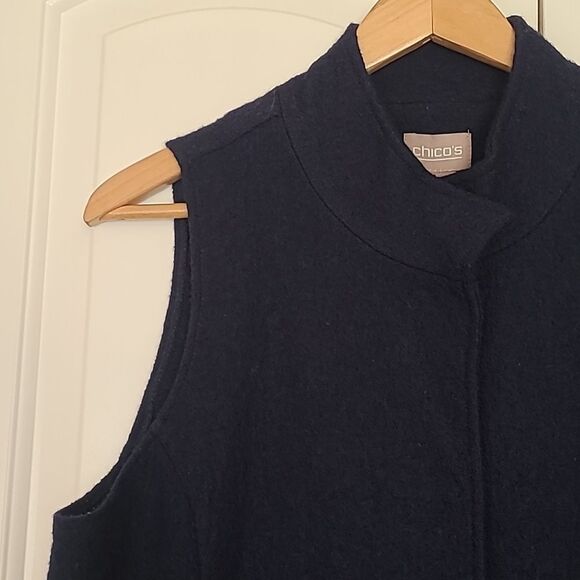 Chico's Boiled Wool Vest Navy Blue Size 1 (M) - Picture 7 of 13